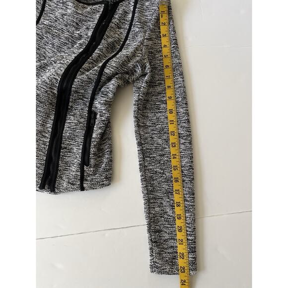 Armani Exchange Jacket Blazer Women S/P Black White Knit Fitted Zip Up Moto - Picture 6 of 8